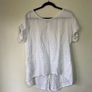 White 100% Linen Terso Millennio Women's Top
